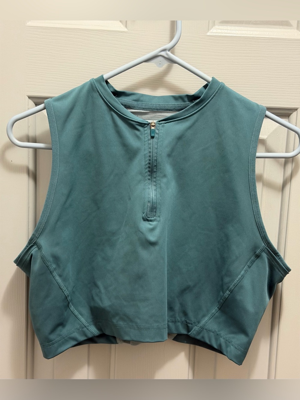 Nike Pro Dri-Fit Cropped Fitted 1/2 Zip Training Tank Top W/Bra Teal Women’s XL